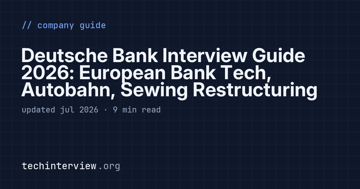 Deutsche Bank Interview Guide 2026: European Bank Tech, Autobahn ...